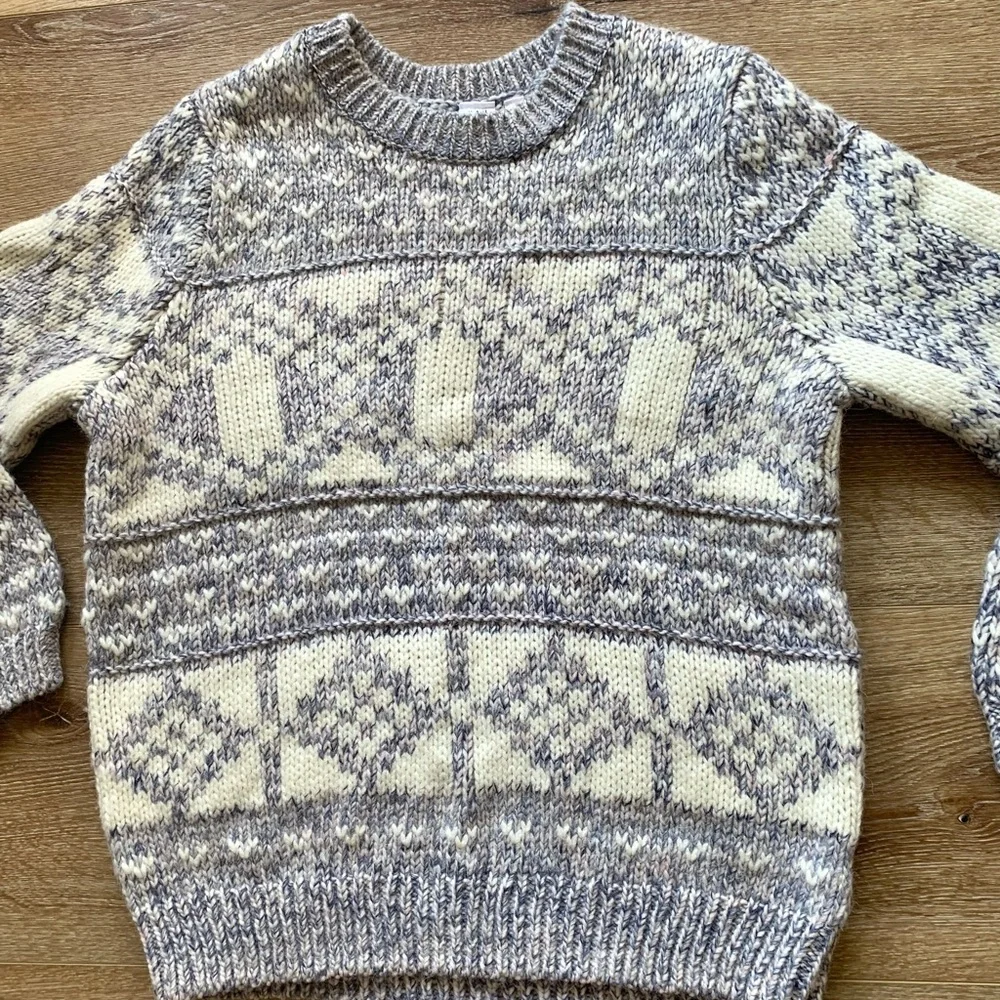 GAP Chunky Fair Isle Crew Neck Sweater Womens Medium Oversized with Alpaca Wool - Picture 14 of 14